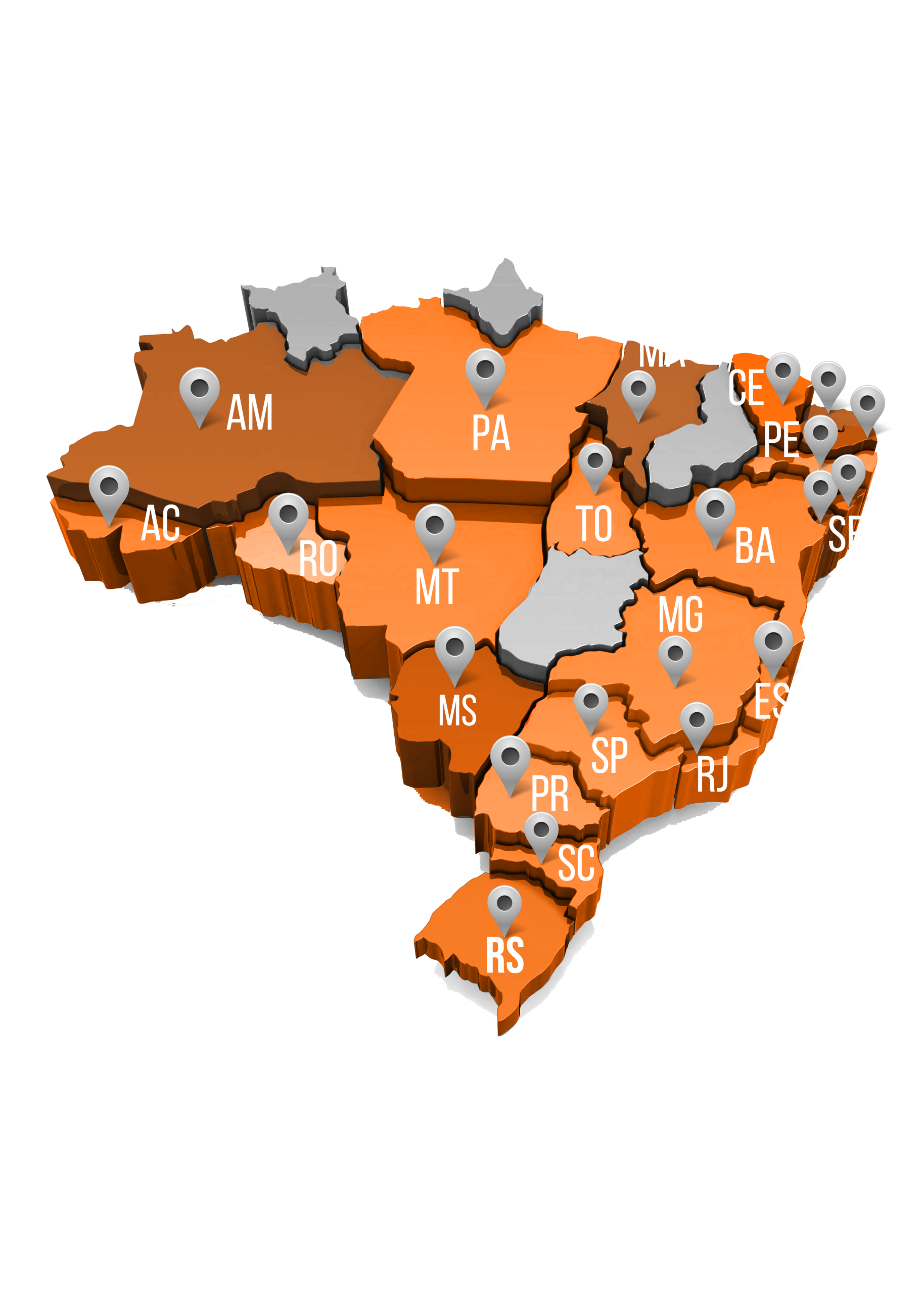 Mapa atualizado de presença nacional da VIVA Eventos no Brasil